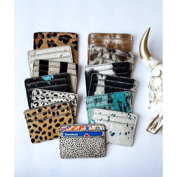 Black White Cowhide Card Holder – Genuine Hair-On Leather Wallet - Picture 7 of 7